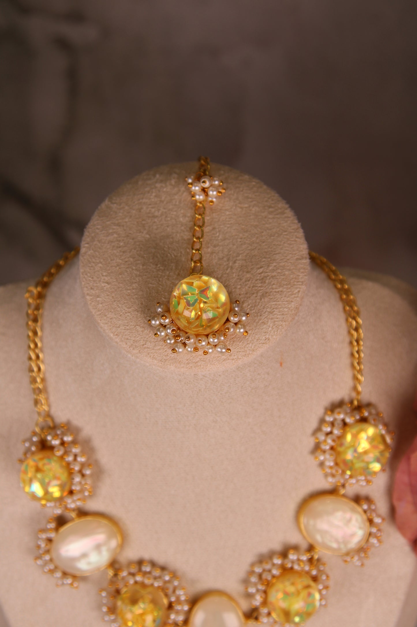 Yellow Majestic Necklace Set