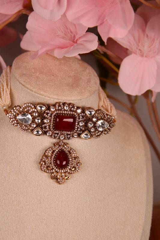 Niva Choker Set - Deep Red