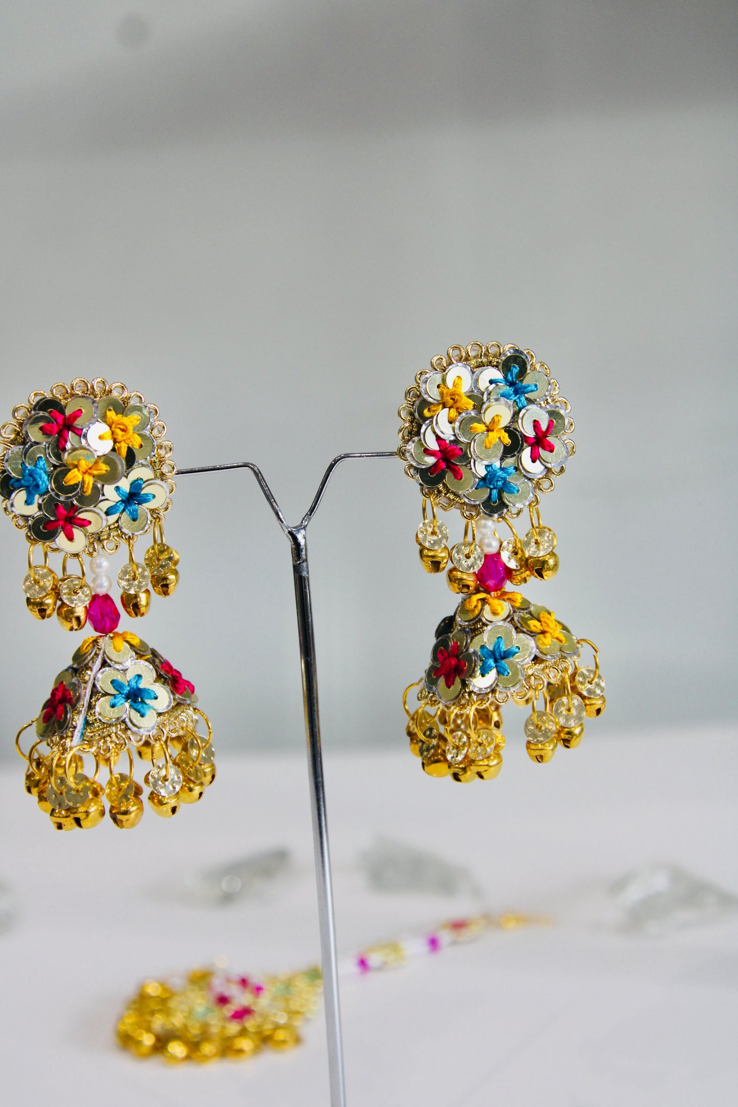 Handmade Jhumkas with Tikka