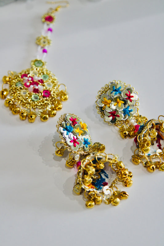 Handmade Jhumkas with Tikka