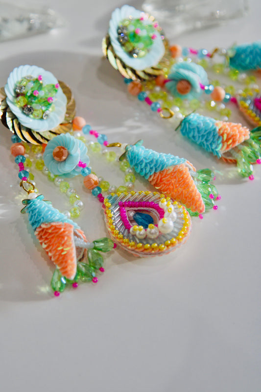 Orange & Blue Cornetto Earrings